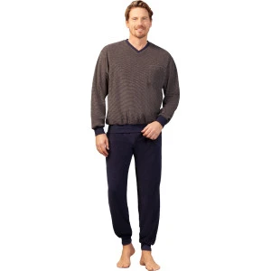 Hajo Badstof Pyjama | Camel Fijn Gestreept