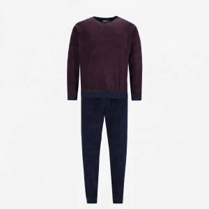 Hajo Badstof Pyjama | Bordeaux Fijn Gestreept