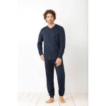 Hajo Pyjama V Hals Premium Cotton | Marine Print | www.pietkoopmans.nl