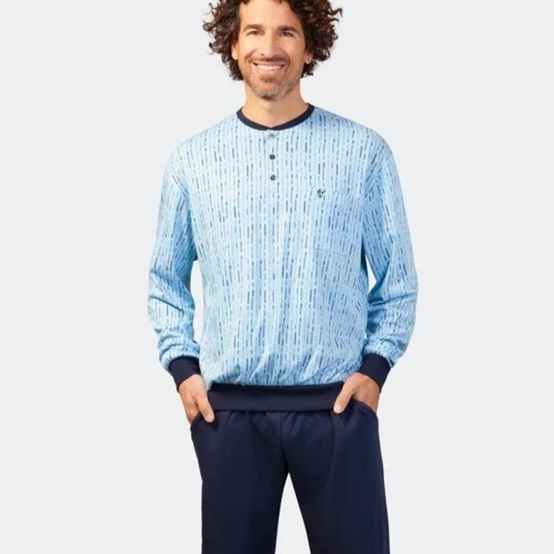 hajo-tricot-pyjama-tencel-cotton-lichtblauw| www.pietkoopmans.nl