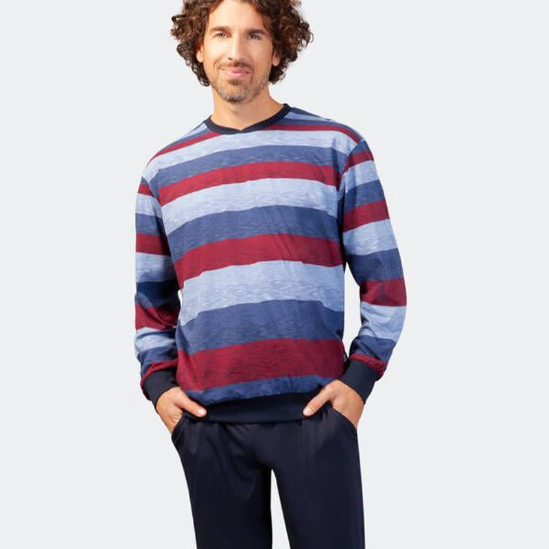 Hajo Pyjama Klima Komfort | Blauw Bordo| www.pietkoopmans.nl