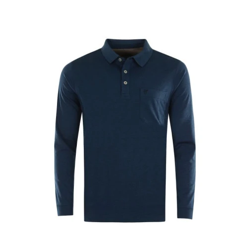 Hajo Polo Lange Mouw Soft | Navy Streep | www.pietkoopmans.nl