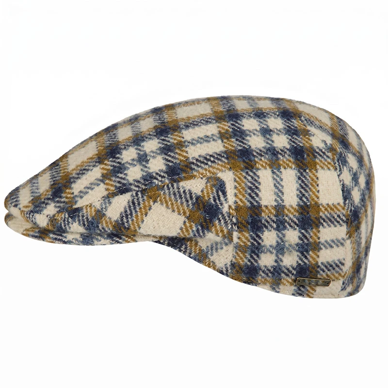 Hatland Acto Flatcap | Blauw Oker Geruit | www.pietkoopmans.nl
