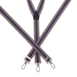 Sterke Bretel 3 Karabijnhaken | Indigo Brique Gestreept
