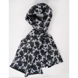 Foulard Shawl | Lichtgrijs Zwart Print