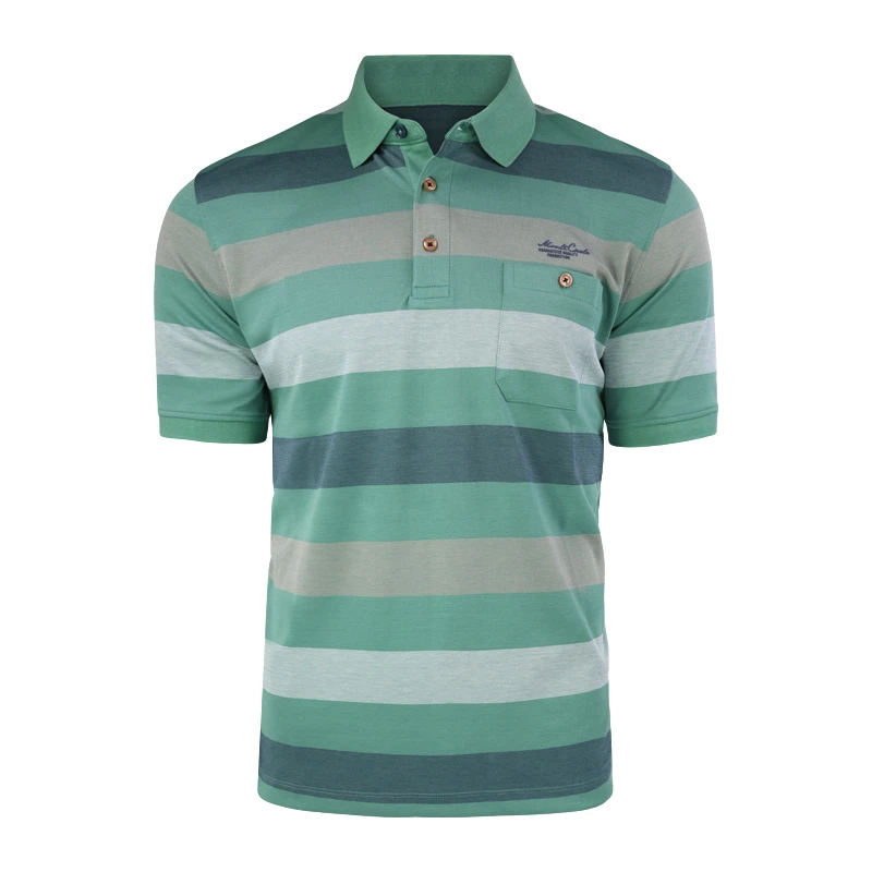 Monte Carlo Polo Korte Mouwen | Gestreept Groen | www.pietkoopmans.nl
