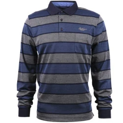 Monte Carlo Polo Lange Mouw | Blauw Gestreept