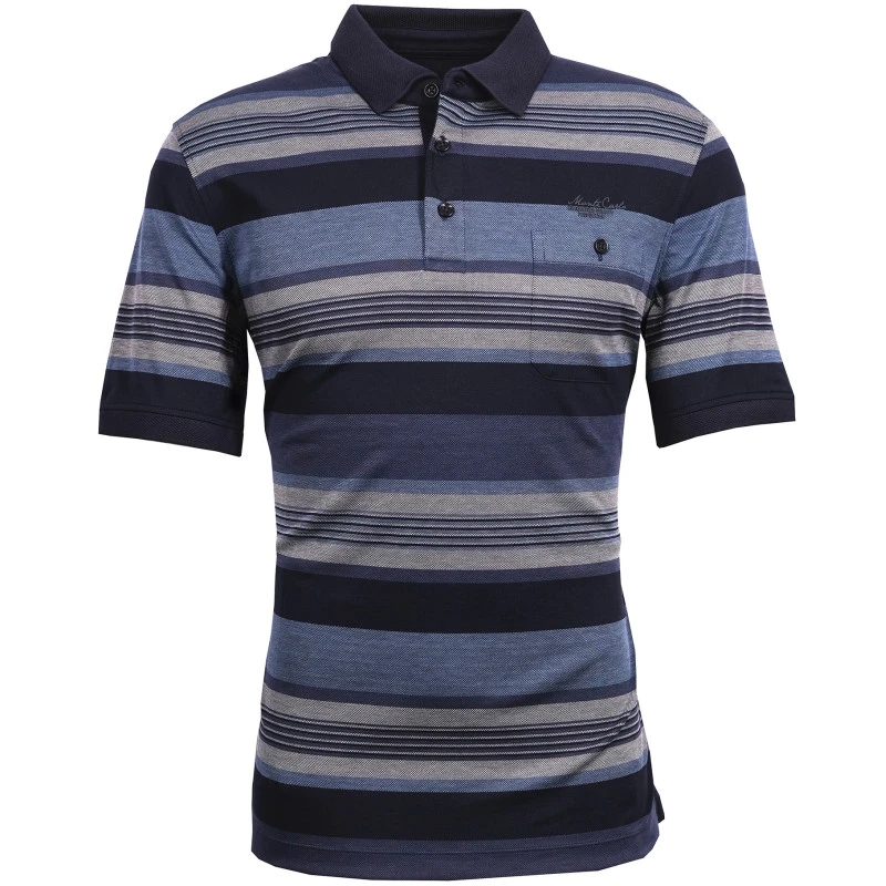 Monte Carlo Polo Korte Mouwen | Gestreept Blauw | www.pietkoopmans.nl