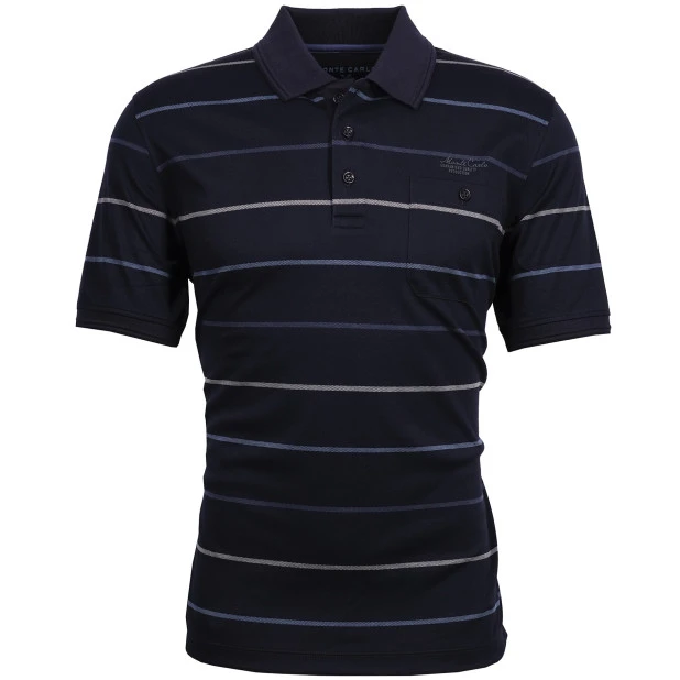 Monte Carlo Polo Korte Mouwen | Gestreept Marine | www.pietkoopmans.nl