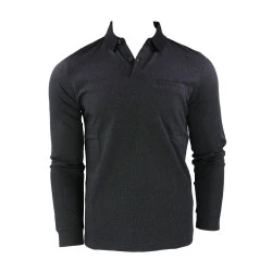 Pierre Cardin Polo Lange Mouwen | Antraciet Zwart Print