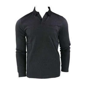Pierre Cardin Polo Lange Mouwen | Antraciet Zwart Print
