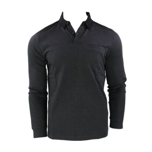 Pierre Cardin Polo Lange Mouwen | Antraciet Zwart Print