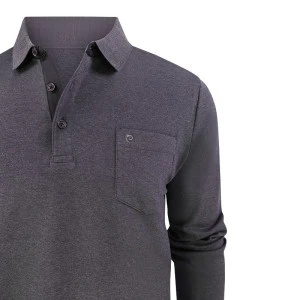 Pierre Cardin Polo Lange Mouwen | Effen Grijs