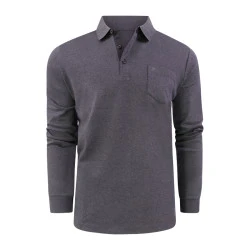 Pierre Cardin Polo Lange Mouwen | Effen Grijs