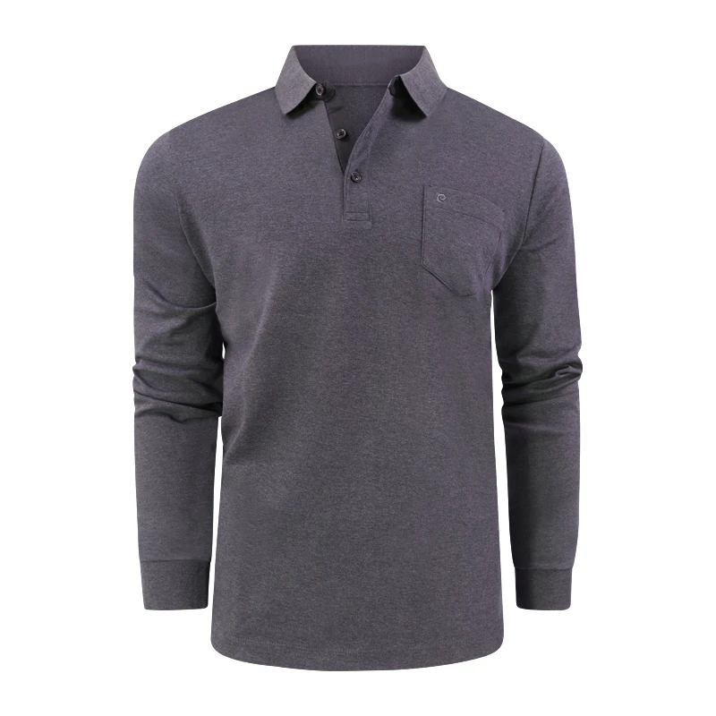 Pierre Cardin Polo Lange Mouwen | Effen Grijs | www.pietkoopmans.nl