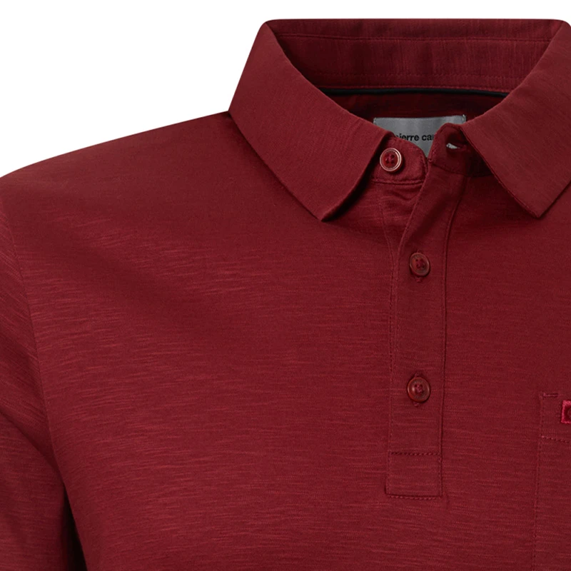 Pierre Cardin Polo Lange Mouwen | Bordeaux Melange | www.pietkoopmans.nl