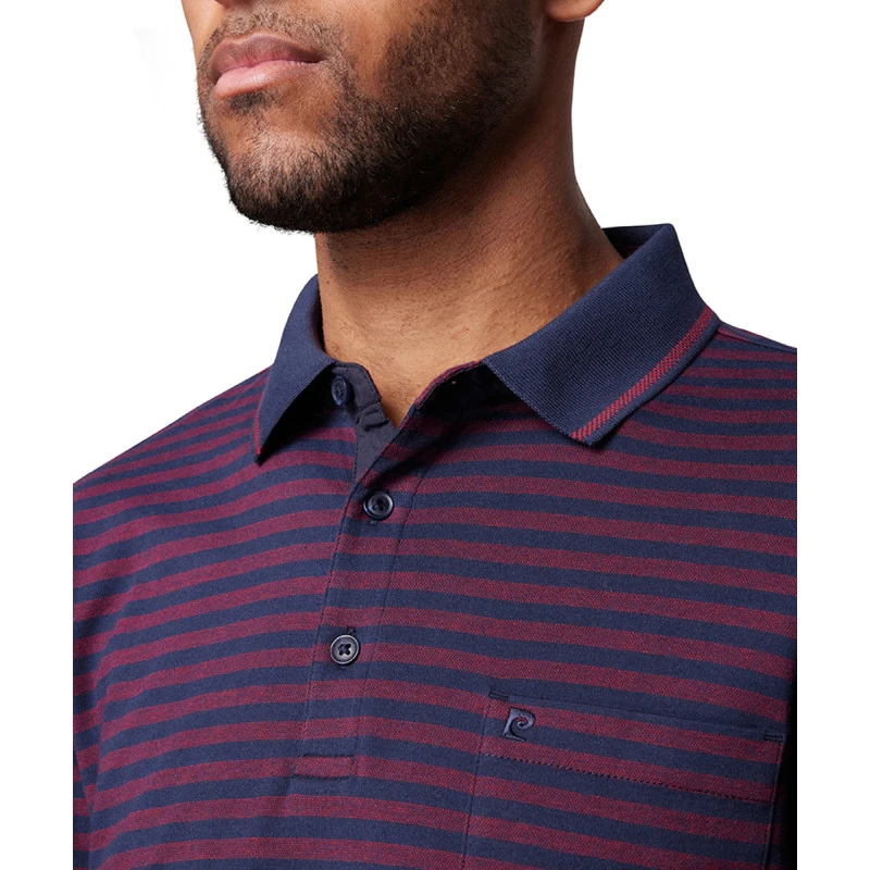 Pierre Cardin Polo Lange Mouwen | Warm Rood Gestreept | www.pietkoopmans.nl