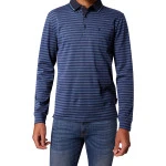 Pierre Cardin Polo Lange Mouwen | Jeansblauw Gestreept | www.pietkoopmans.nl