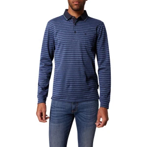 Pierre Cardin Polo Lange Mouwen | Jeansblauw Gestreept