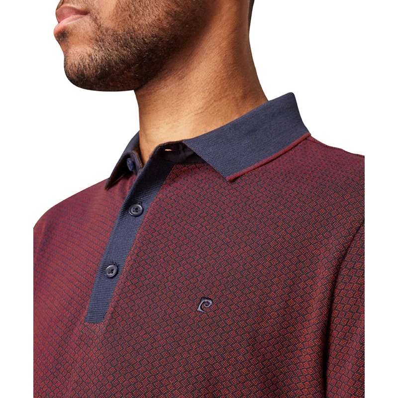 Pierre Cardin Polo Lange Mouwen | Rood Geprint | www.pietkoopmans.nl