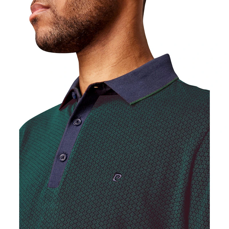 Pierre Cardin Polo Lange Mouwen | Groen Geprint | www.pietkoopmans.nl