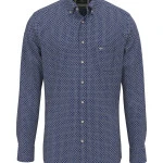 Fynch Hatton Overhemd | Donkerblauw Met Fijne Print | www.pietkoopmans.nl