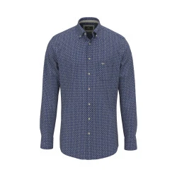 Fynch-Hatton flanel overhemd | Donkerblauw Met Fijne Print