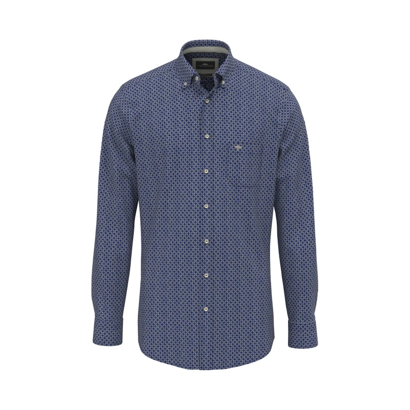 Fynch Hatton Overhemd | Donkerblauw Met Fijne Print | www.pietkoopmans.nl