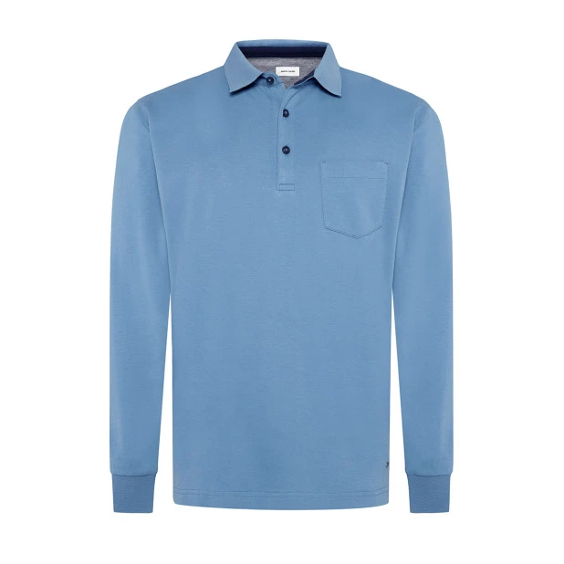 Pierre Cardin Polo Lange Mouw | Blauw | www.pietkoopmans.nl