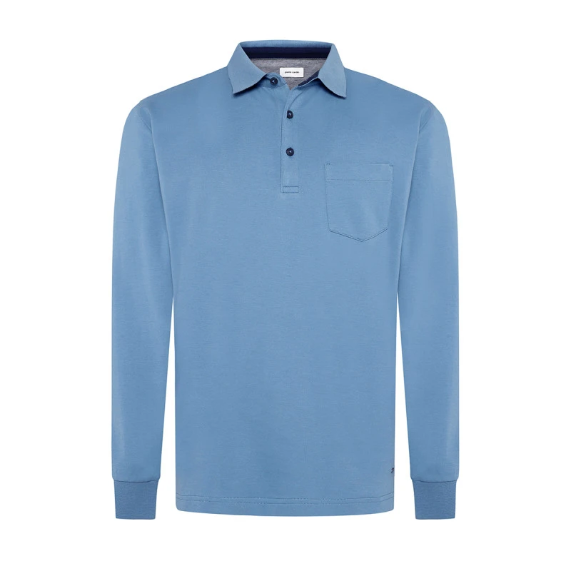 Pierre Cardin Polo Lange Mouw | Blauw | www.pietkoopmans.nl