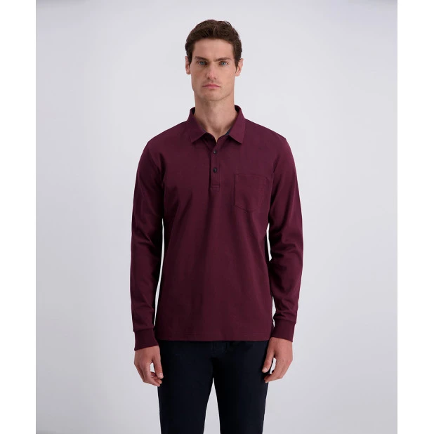 Pierre Cardin Polo Lange Mouw | Bordeaux | www.pietkoopmans.nl