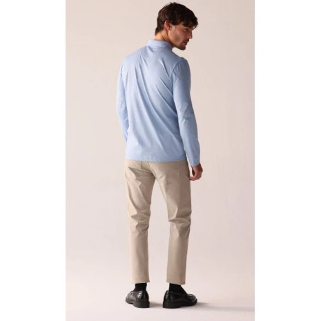 Pierre Cardin Polo Lange Mouwen | Lichtblauw | www.pietkoopmans.nl