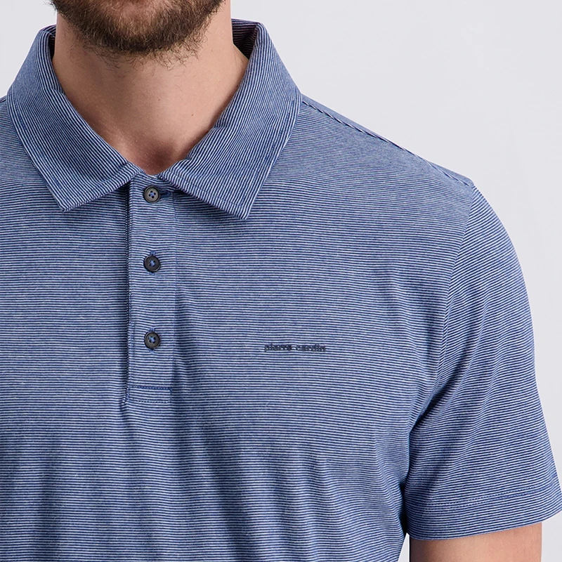 Pierre Cardin Polo Korte Moouew | Blauw Gestreept | www.pietkoopmans.nl