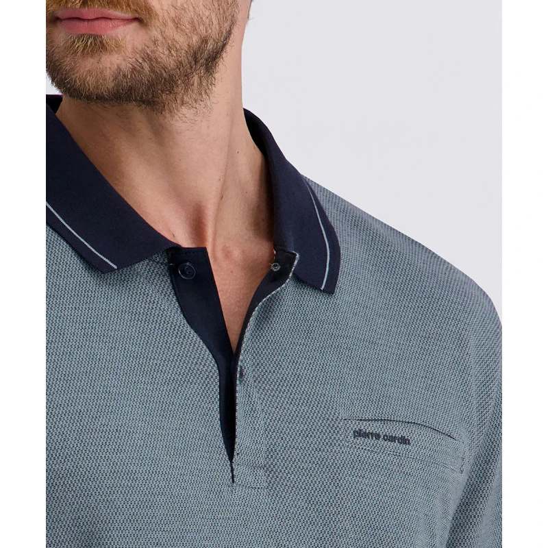 Pierre Cardin Polo Lange Mouwen | Zacht Groen Print | www.pietkoopmans.nl