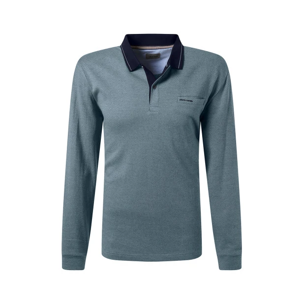 Pierre Cardin Polo Lange Mouwen | Zacht Groen Print | www.pietkoopmans.nl