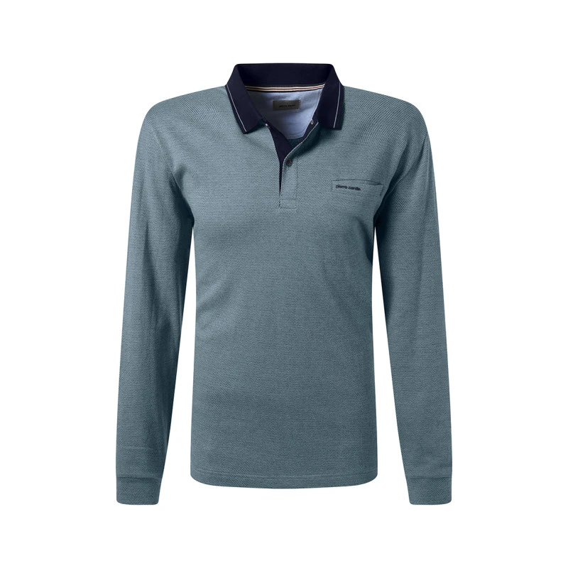 Pierre Cardin Polo Lange Mouwen | Zacht Groen Print | www.pietkoopmans.nl