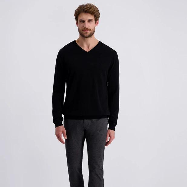 Pierre Cardin Trui Merino Wol | Zwart | www.pietkoopmans.nl