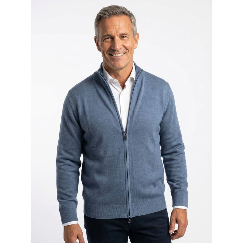 Pierre Cardin Merinowollen Vest | Jeans Blauw | www.pietkoopmans.nl