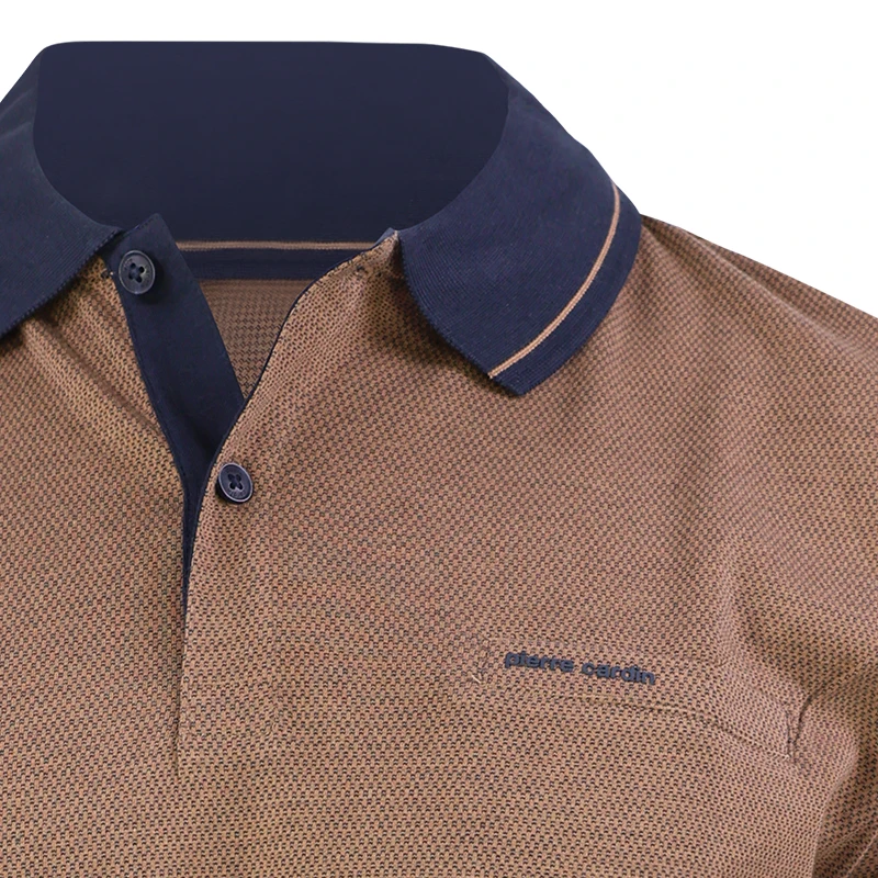 Pierre Cardin Polo Lange Mouwen | Blauw Marine Print | www.pietkoopmans.nl