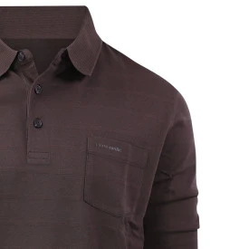 Pierre Cardin Polo Lange Mouwen | Bruine Streep