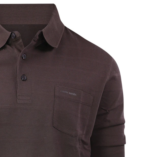 Pierre Cardin Polo Lange Mouwen |Bruine Streep | www.pietkoopmans.nl