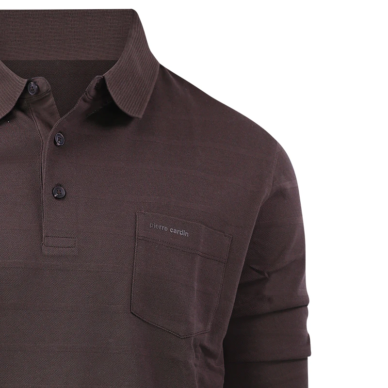 Pierre Cardin Polo Lange Mouwen |Bruine Streep | www.pietkoopmans.nl