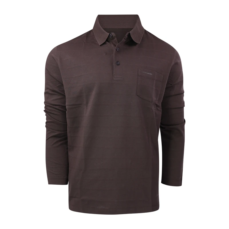 Pierre Cardin Polo Lange Mouwen |Bruine Streep | www.pietkoopmans.nl