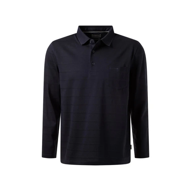 Pierre Cardin Polo Lange Mouwen |Blauwe Streep | www.pietkoopmans.nl