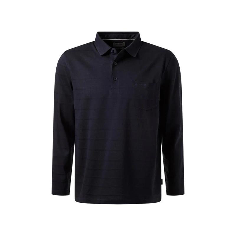 Pierre Cardin Polo Lange Mouwen |Blauwe Streep | www.pietkoopmans.nl