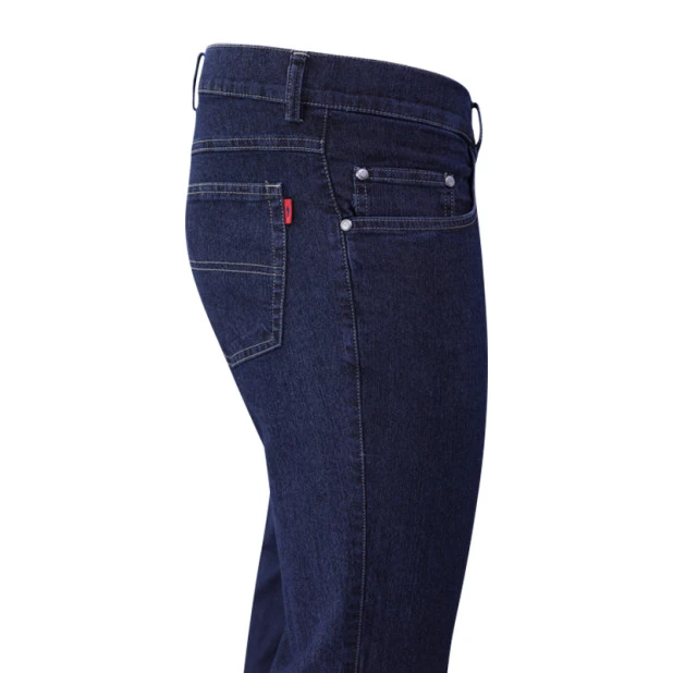 Pitcher 5-pocket Donker Jeans | Lichte Sticksel | www.pietkoopman.nl