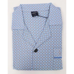 Robson Pyjama Jasje Flanel | Ijsblauw Print