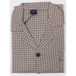 Robson Pyjama Jasje Flanel | Taupe Print