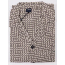 Robson Pyjama Jasje Flanel | Taupe Print