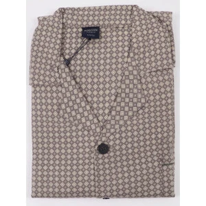 Robson Pyjama Jasje Flanel | Taupe Print